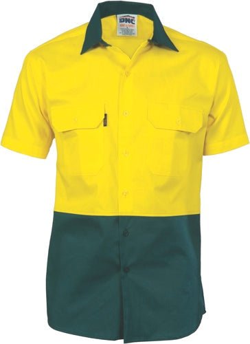 HiVis Two Tone Cotton Drill Shirt - Short Sleeve