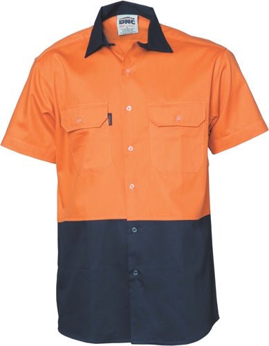 HiVis Two Tone Cotton Drill Shirt - Short Sleeve - kustomteamwear.com