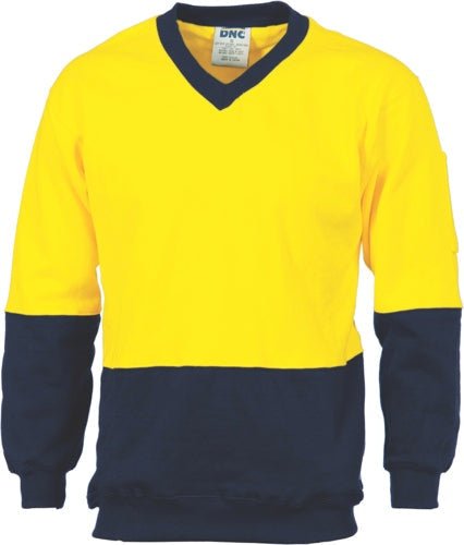 HiVis Two Tone Cotton Fleecy Sweat Shirt V-Neck