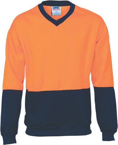 HiVis Two Tone Fleecy Sweat Shirt (Sloppy Joe) V-Neck - kustomteamwear.com