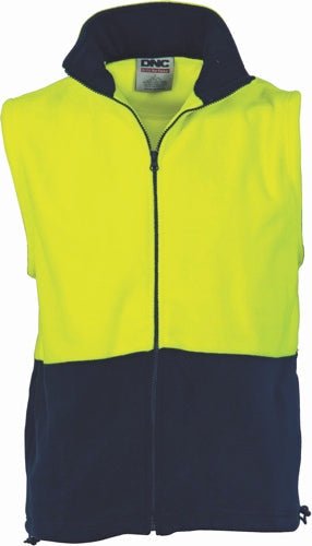 HiVis Two Tone Full Zip Polar Fleece Vest