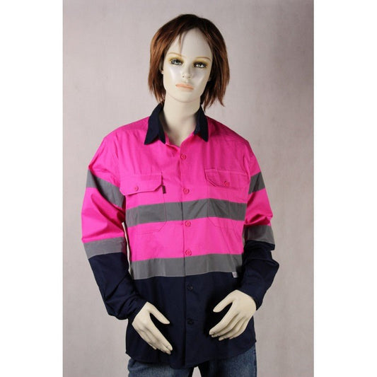 J0076# LADIES TAPED LIGHTWEIGHT L/S DRILL SHIRT - kustomteamwear.com