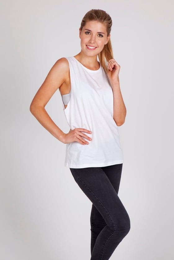 Ladies 160gsm 100% combed cotton sleeveless tee - kustomteamwear.com