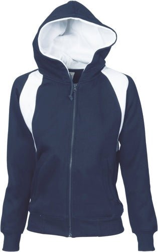 Ladies Contrast Panel Fleecy Top with Hood - kustomteamwear.com