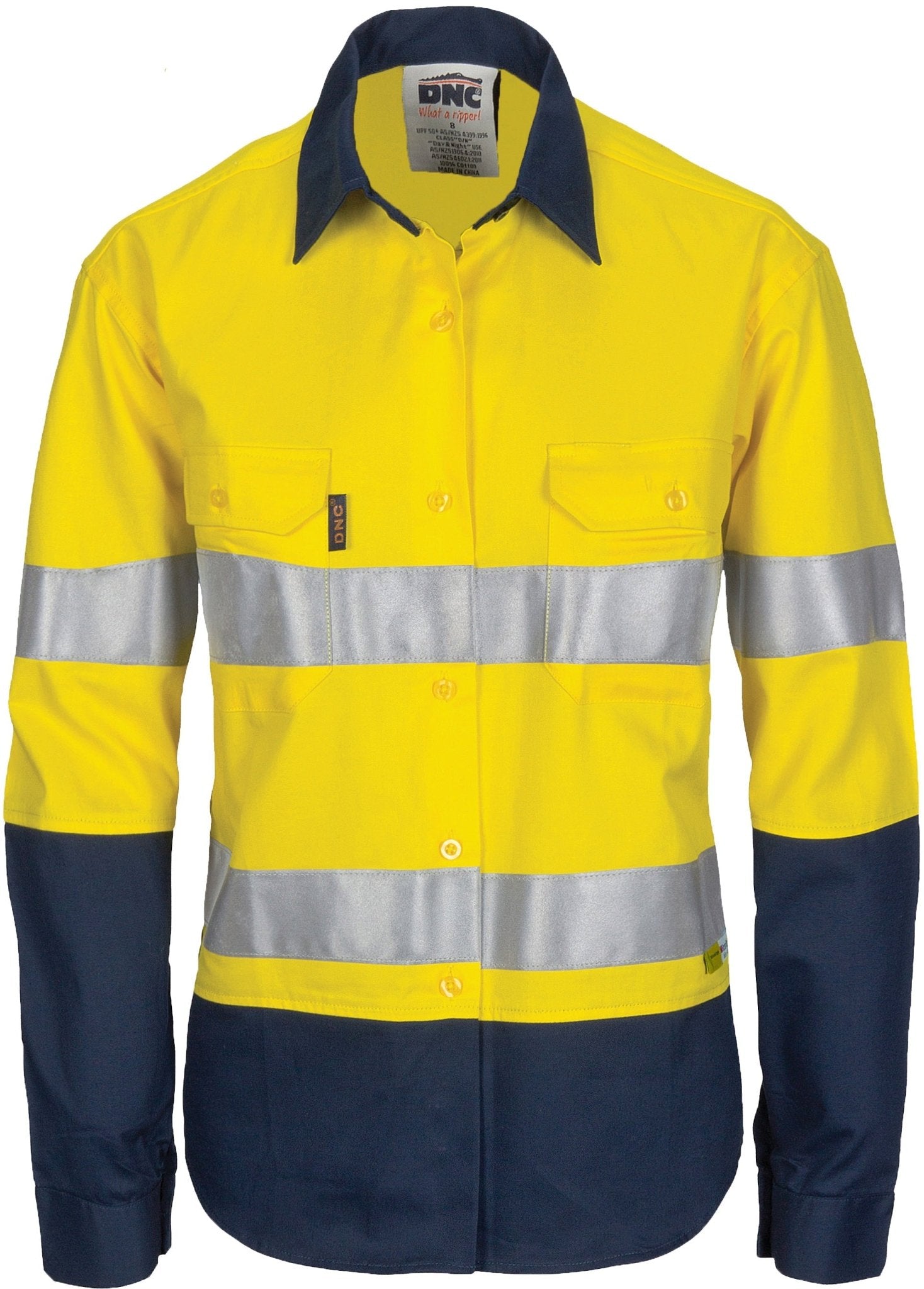 Ladies HiVis Two Tone Cool-Breeze Cott on Sh irt with 3M R/Tape - Long sleeve