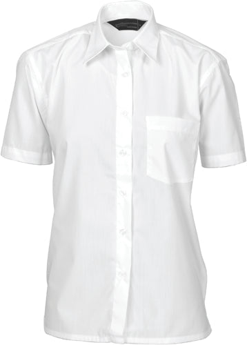 Ladies Polyester Cotton Poplin Shirt - Short Sleeve - kustomteamwear.com