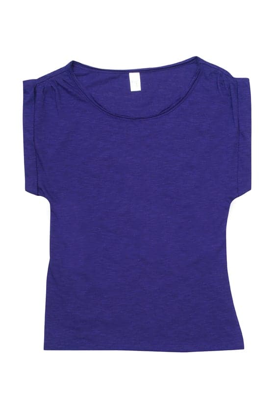 Ladies Wide and Distressed  Rib Neck Tee