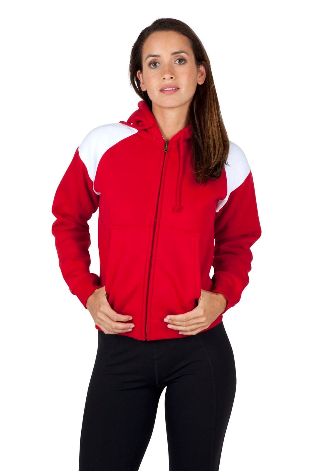 Ladies/Juniors Shoulder Contrast ZIP Hoodie - kustomteamwear.com