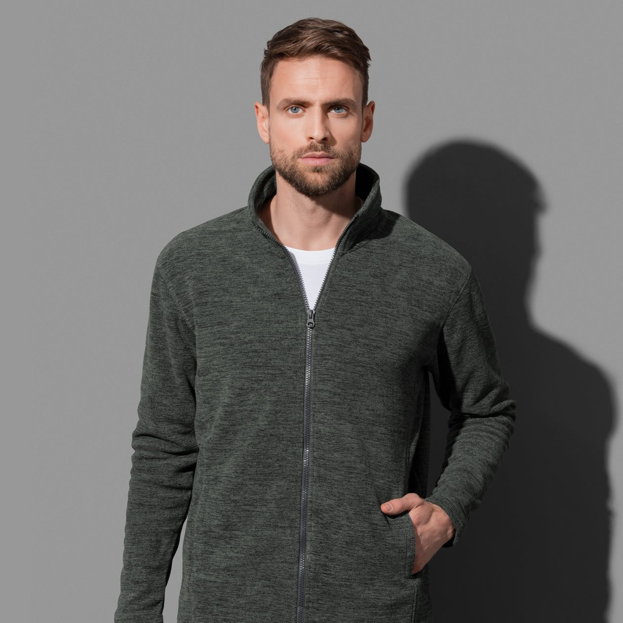 Men's Active Melange Fleece Jacket - kustomteamwear.com