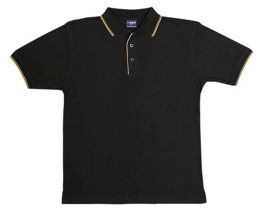 MEN Double Stripe Trim Collar Polo - kustomteamwear.com