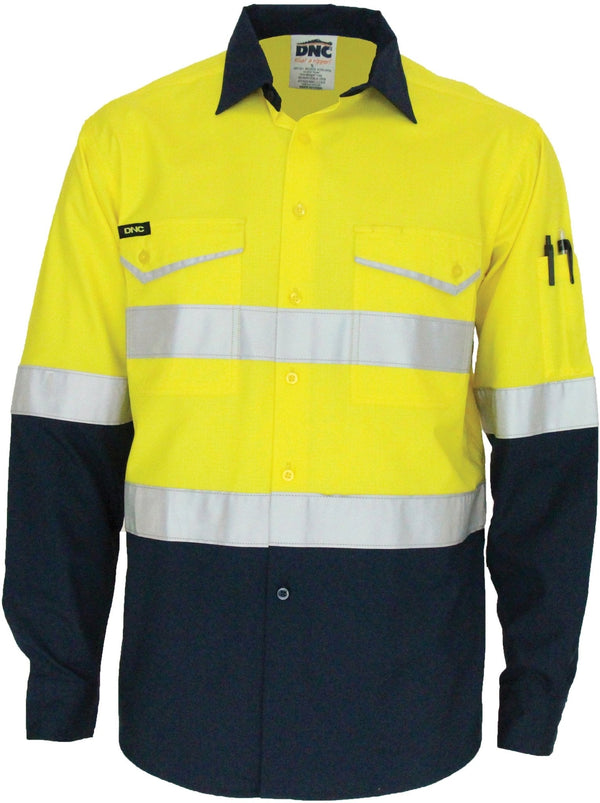 Two-Tone RipStop Cotton Shirt with Reflective CSR Tape. L/S - kustomteamwear.com